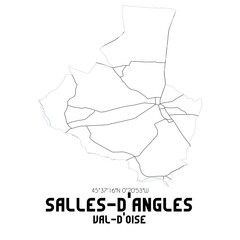 SALLES-D'ANGLES Val-d'Oise. Minimalistic street map with black and white lines.
