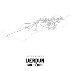VERDUN Val-d'Oise. Minimalistic street map with black and white lines.