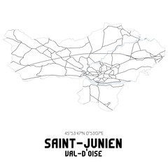 SAINT-JUNIEN Val-d'Oise. Minimalistic street map with black and white lines.