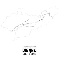 DIENNE Val-d'Oise. Minimalistic street map with black and white lines.