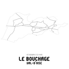 LE BOUCHAGE Val-d'Oise. Minimalistic street map with black and white lines.