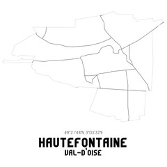 HAUTEFONTAINE Val-d'Oise. Minimalistic street map with black and white lines.