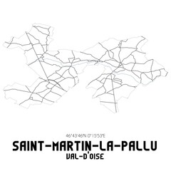 SAINT-MARTIN-LA-PALLU Val-d'Oise. Minimalistic street map with black and white lines.