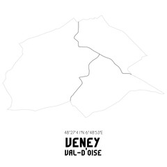 VENEY Val-d'Oise. Minimalistic street map with black and white lines.