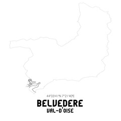 BELVEDERE Val-d'Oise. Minimalistic street map with black and white lines.