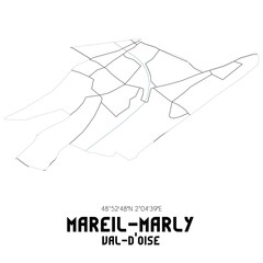 MAREIL-MARLY Val-d'Oise. Minimalistic street map with black and white lines.