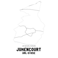 JUMENCOURT Val-d'Oise. Minimalistic street map with black and white lines.