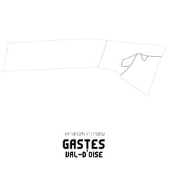 GASTES Val-d'Oise. Minimalistic street map with black and white lines.