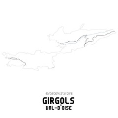 GIRGOLS Val-d'Oise. Minimalistic street map with black and white lines.