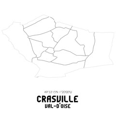 CRASVILLE Val-d'Oise. Minimalistic street map with black and white lines.