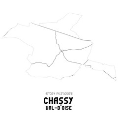 CHASSY Val-d'Oise. Minimalistic street map with black and white lines.