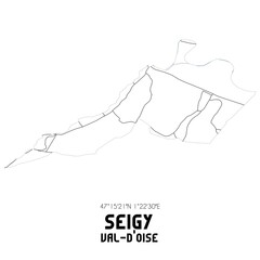 SEIGY Val-d'Oise. Minimalistic street map with black and white lines.