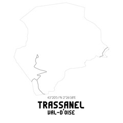 TRASSANEL Val-d'Oise. Minimalistic street map with black and white lines.