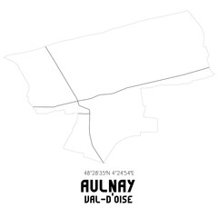 AULNAY Val-d'Oise. Minimalistic street map with black and white lines.