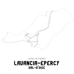 LAVANCIA-EPERCY Val-d'Oise. Minimalistic street map with black and white lines.