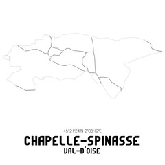 CHAPELLE-SPINASSE Val-d'Oise. Minimalistic street map with black and white lines.