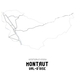 MONTAUT Val-d'Oise. Minimalistic street map with black and white lines.