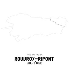 ROUVROY-RIPONT Val-d'Oise. Minimalistic street map with black and white lines.