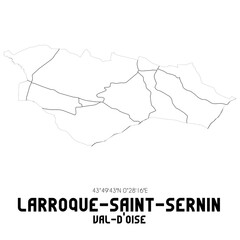 LARROQUE-SAINT-SERNIN Val-d'Oise. Minimalistic street map with black and white lines.