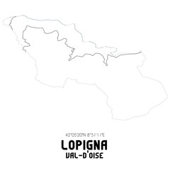 Fototapeta premium LOPIGNA Val-d'Oise. Minimalistic street map with black and white lines.