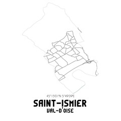 SAINT-ISMIER Val-d'Oise. Minimalistic street map with black and white lines.