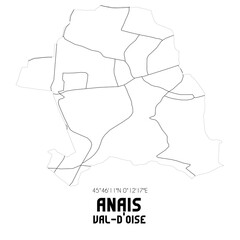 ANAIS Val-d'Oise. Minimalistic street map with black and white lines.
