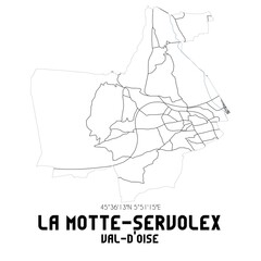LA MOTTE-SERVOLEX Val-d'Oise. Minimalistic street map with black and white lines.