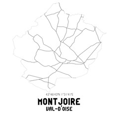 MONTJOIRE Val-d'Oise. Minimalistic street map with black and white lines.