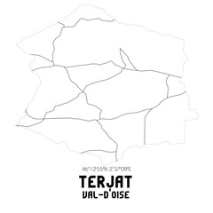 TERJAT Val-d'Oise. Minimalistic street map with black and white lines.