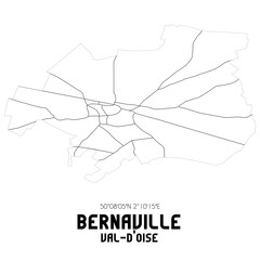 Obraz premium BERNAVILLE Val-d'Oise. Minimalistic street map with black and white lines.