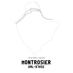 MONTROSIER Val-d'Oise. Minimalistic street map with black and white lines.