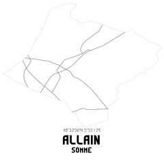 ALLAIN Somme. Minimalistic street map with black and white lines.