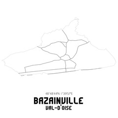 BAZAINVILLE Val-d'Oise. Minimalistic street map with black and white lines.