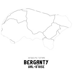 BERGANTY Val-d'Oise. Minimalistic street map with black and white lines.