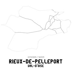 RIEUX-DE-PELLEPORT Val-d'Oise. Minimalistic street map with black and white lines.
