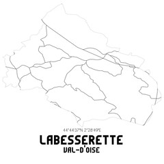 LABESSERETTE Val-d'Oise. Minimalistic street map with black and white lines.