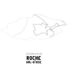 Obraz premium ROCHE Val-d'Oise. Minimalistic street map with black and white lines.