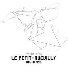 LE PETIT-QUEVILLY Val-d'Oise. Minimalistic street map with black and white lines.