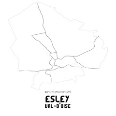 ESLEY Val-d'Oise. Minimalistic street map with black and white lines.