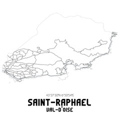 SAINT-RAPHAEL Val-d'Oise. Minimalistic street map with black and white lines.
