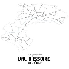 VAL D'ISSOIRE Val-d'Oise. Minimalistic street map with black and white lines.