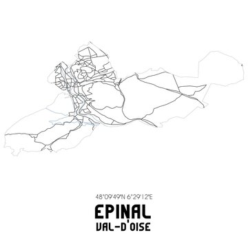 EPINAL Val-d'Oise. Minimalistic street map with black and white lines.