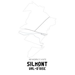 SILMONT Val-d'Oise. Minimalistic street map with black and white lines.