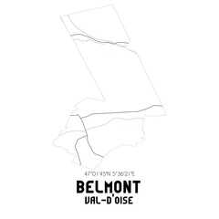 BELMONT Val-d'Oise. Minimalistic street map with black and white lines.