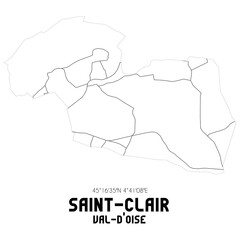 SAINT-CLAIR Val-d'Oise. Minimalistic street map with black and white lines.