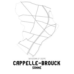 CAPPELLE-BROUCK Somme. Minimalistic street map with black and white lines.