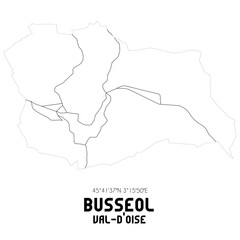 Obraz premium BUSSEOL Val-d'Oise. Minimalistic street map with black and white lines.