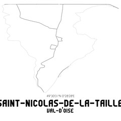 SAINT-NICOLAS-DE-LA-TAILLE Val-d'Oise. Minimalistic street map with black and white lines.