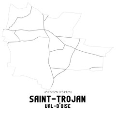SAINT-TROJAN Val-d'Oise. Minimalistic street map with black and white lines.