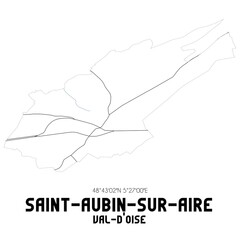 SAINT-AUBIN-SUR-AIRE Val-d'Oise. Minimalistic street map with black and white lines.